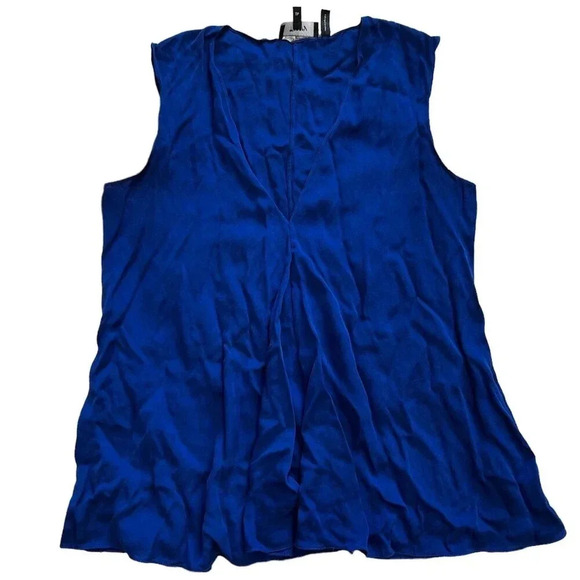 Theory Navy Sapphire Silk A-line Sleeveless Blouse XS - Picture 2 of 4